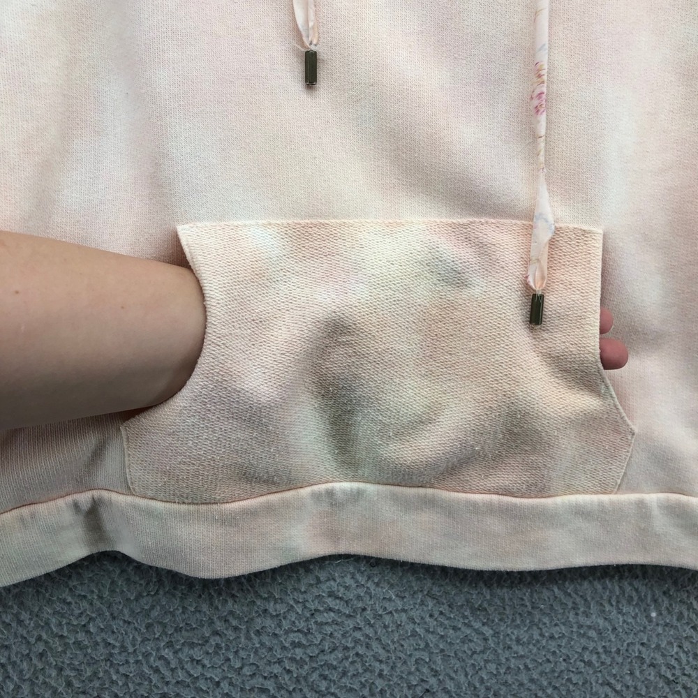 Love Shack Fancy Hoodie Sweatshirt Womens Medium Crop Pink Tie Dye Pullover - Picture 3 of 9